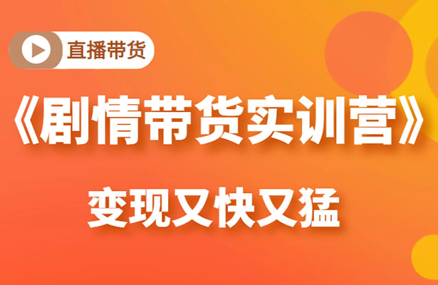 剧情带货实训营:变现又快又猛-百万资源网