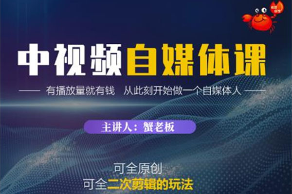 蟹老板·中视频自媒体训练营,二次剪辑的高级玩法-百万资源网