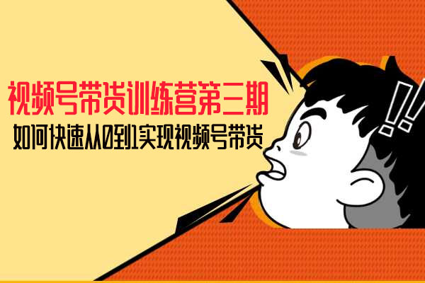 盗坤·视频号带货训练营第三期:如何快速从0到1实现视频号带货-百万资源网