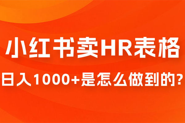在小红书卖HR必备工具表格项目实操培训：日入1000+是怎么做到的（视频+资料）-百万资源网