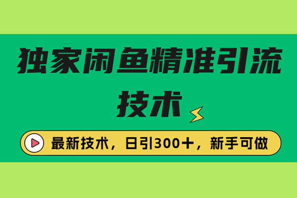 独家闲鱼引流技术实战：轻松日引300+-百万资源网
