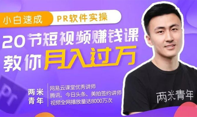 小白速成PR软件实操:20节课玩赚PR软件,轻松剪出酷炫大片月入过万(视频+资料)-百万资源网