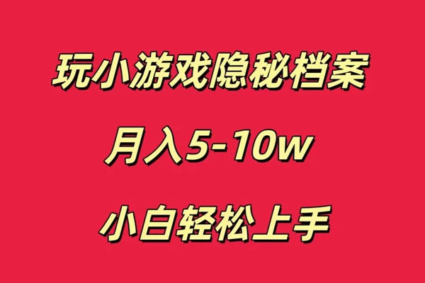 玩小游戏隐秘档案月入5-10W项目小白轻松上手-百万资源网