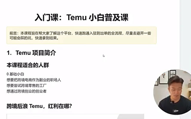 海外版拼多多Temu快速入门实操课，店铺实战从0到1-百万资源网