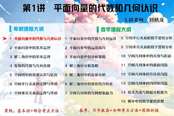 2024刘秋龙高一数学A+寒假班-百万资源网